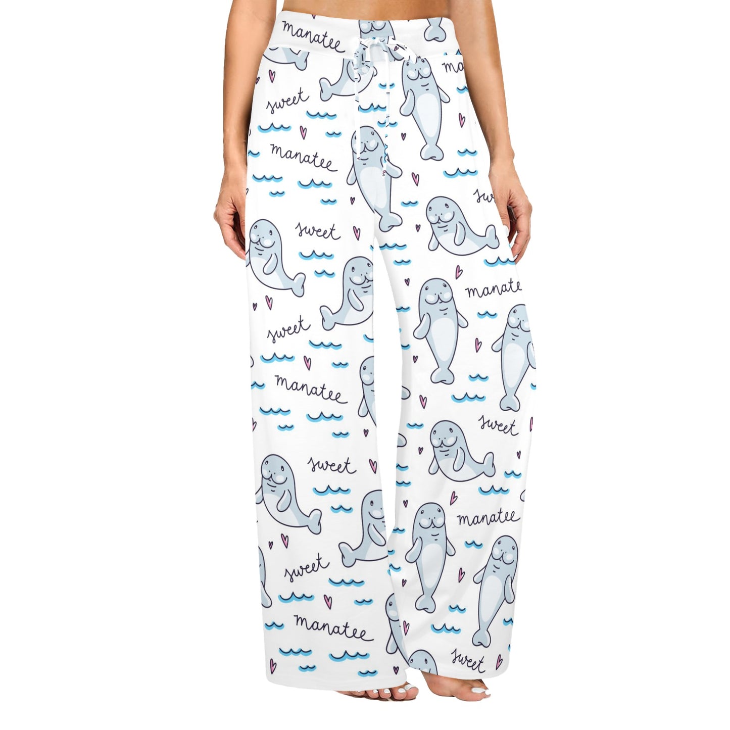 Manatee Baby Pattern Print Design 03 Women's Wide Leg Lounge Pants