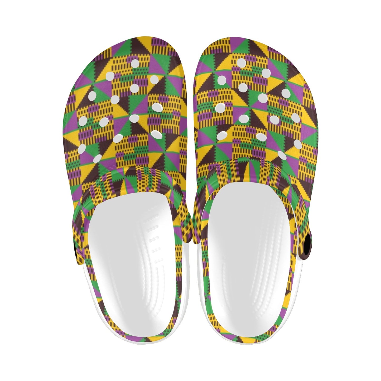 Kente Triangle Design African Print Unisex Clogs Shoes