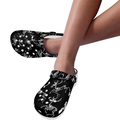 Deer Skeleton Print Pattern Unisex Clogs Shoes