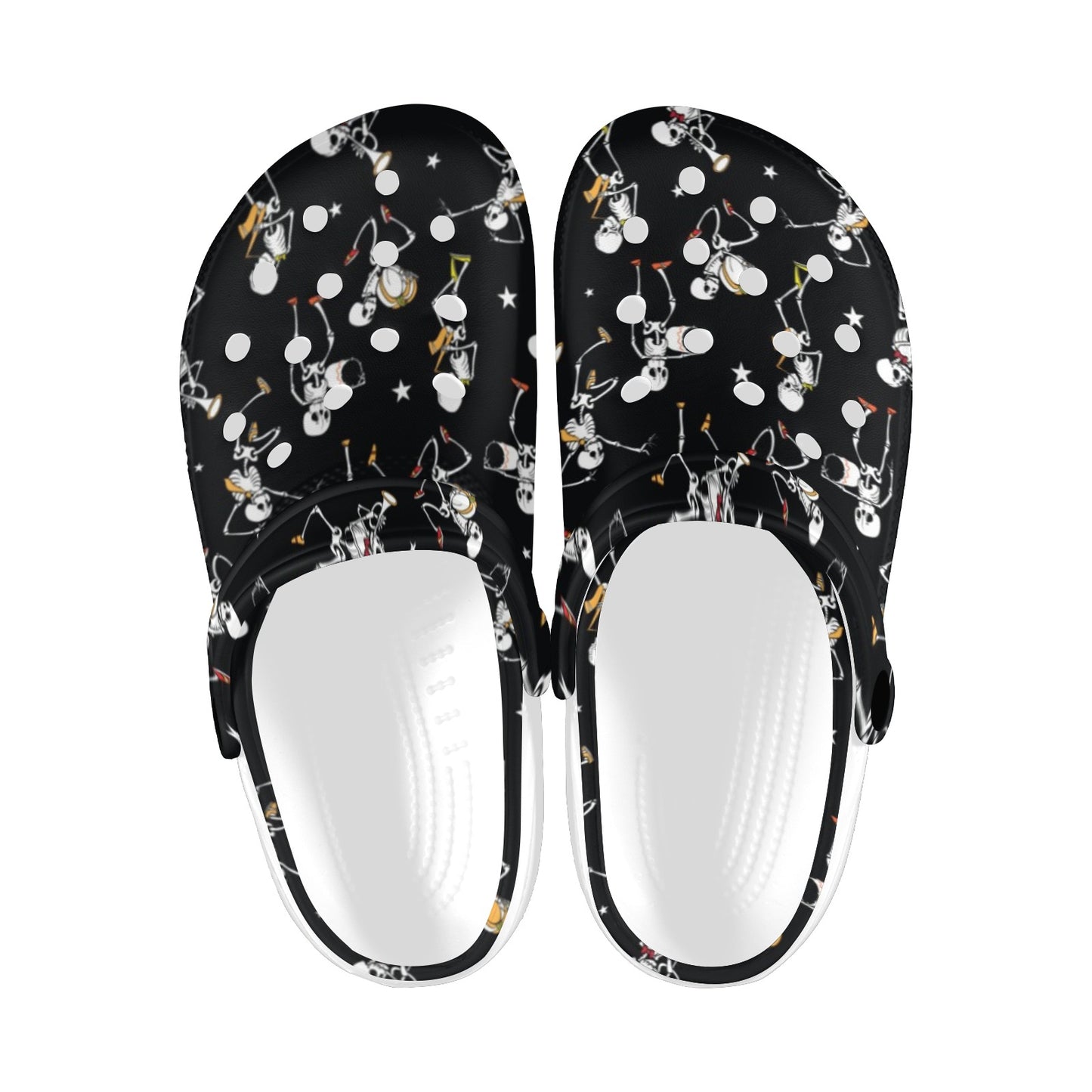Skeleton Dance Print Unisex Clogs Shoes