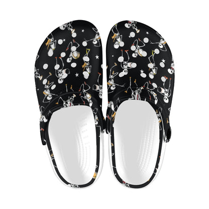 Skeleton Dance Print Unisex Clogs Shoes
