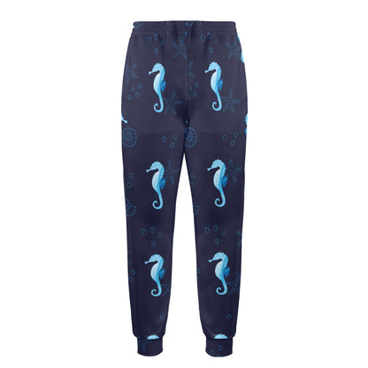 SeaHorse Blue neon Pattern Print Design 03 Men's Casual Track Pants