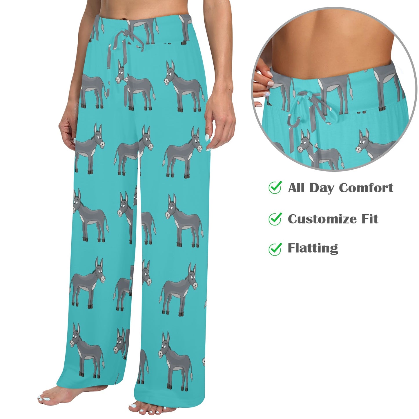 Donkey Pattern Print Design 01 Women's Wide Leg Lounge Pants