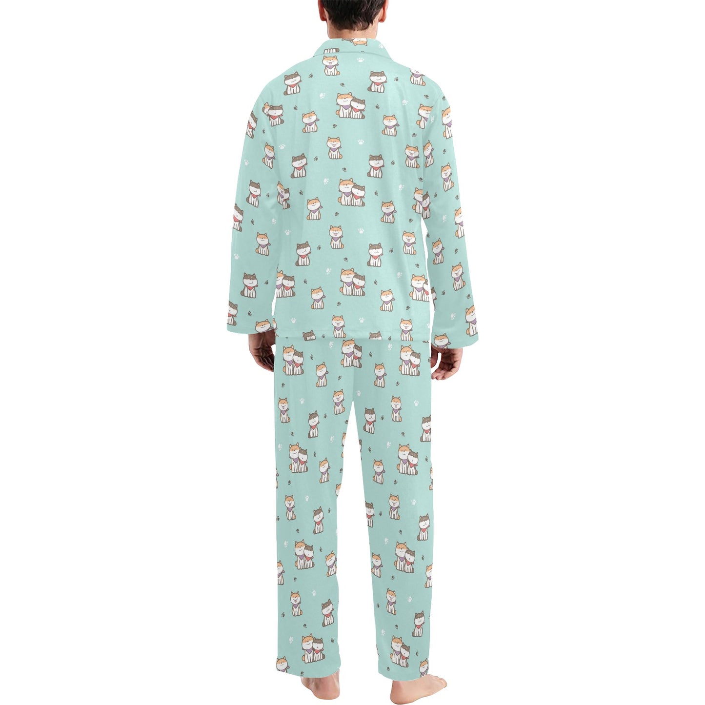 Shiba Inu Print Design LKS302 Men's Long Pajama Set