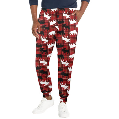 Moose Print Design LKS401 Men's Casual Track Pants