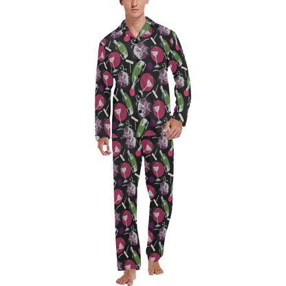 Wine Print Design LKS307 Men's Long Pajama Set