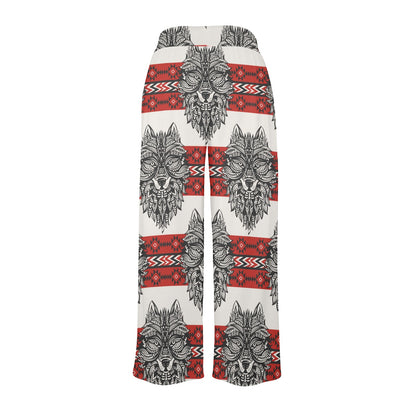 Native Indian Wolf Women's Wide Leg Lounge Pants