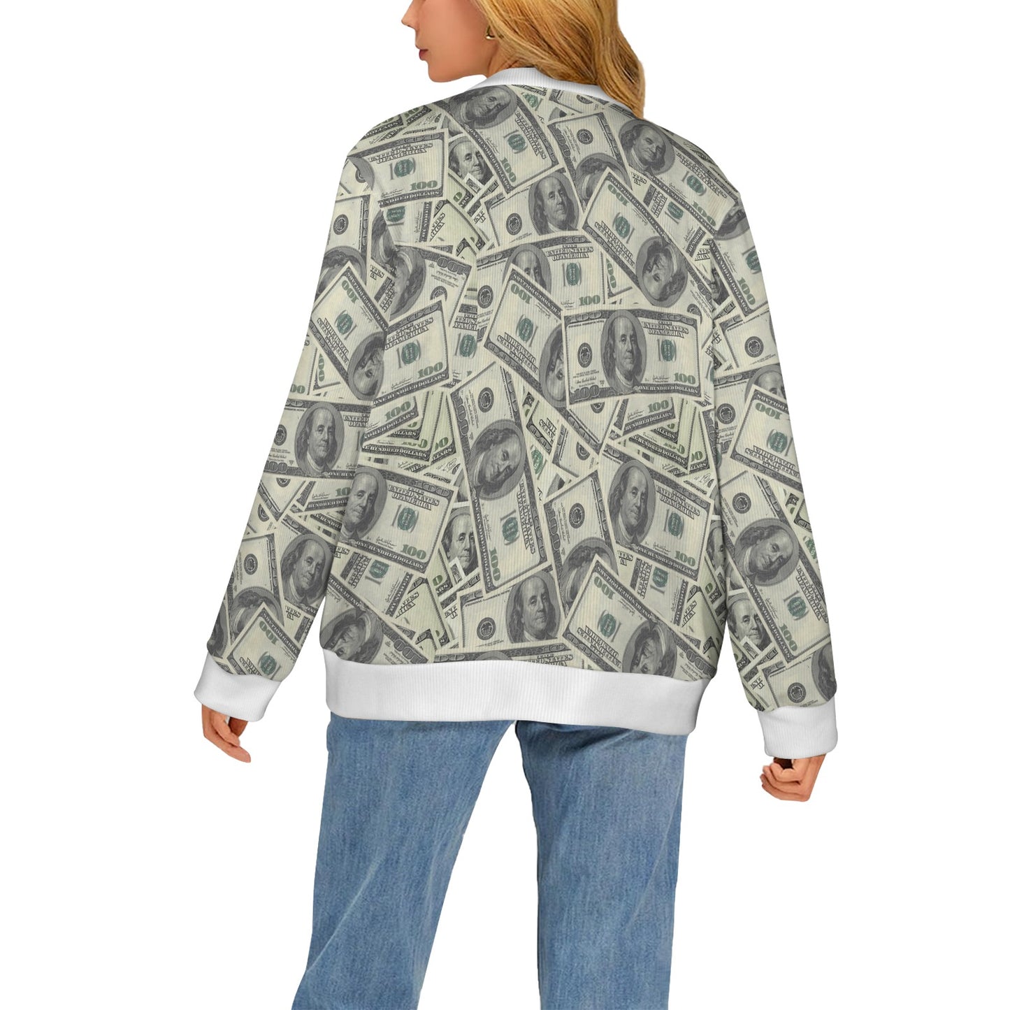 Dollar Pattern Print Design DO02 Women's Cardigan