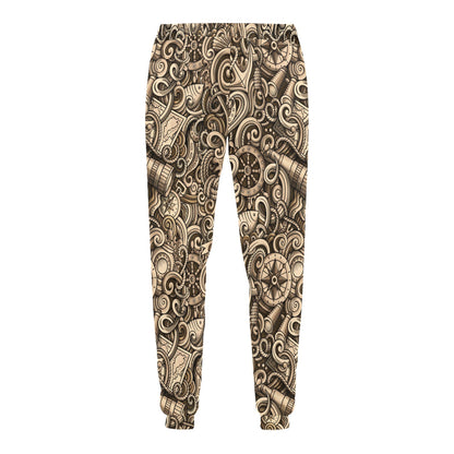 Nautical Tattoo Design Themed Print Men's Sweatpants