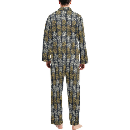 Pineapple Print Design Pattern Men's Long Pajama Set