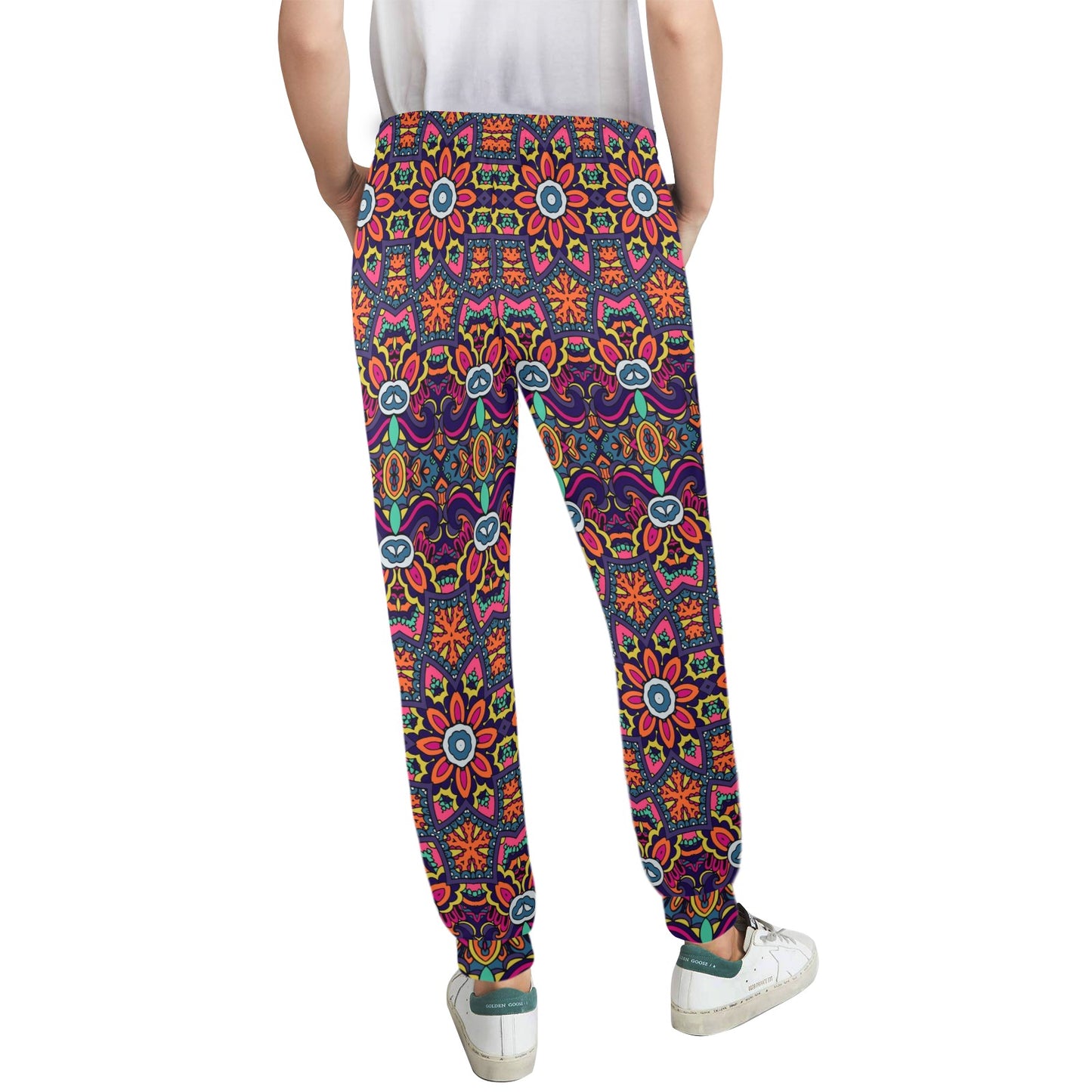 Ethnic Flower Style Print Pattern Women's Casual Track Pants