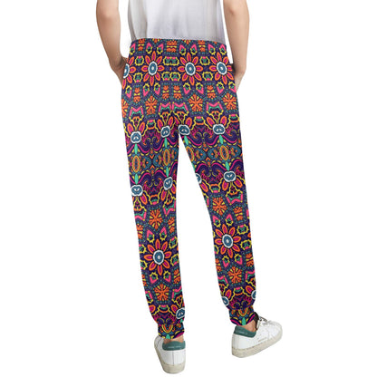 Ethnic Flower Style Print Pattern Women's Casual Track Pants
