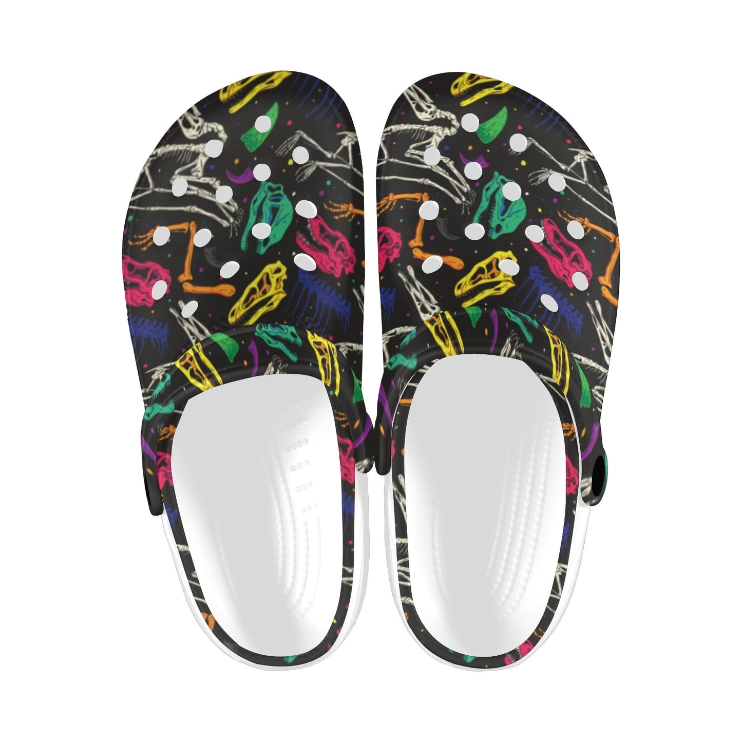 Dinosaur Skull Color Print Pattern Unisex Clogs Shoes