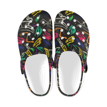 Dinosaur Skull Color Print Pattern Unisex Clogs Shoes