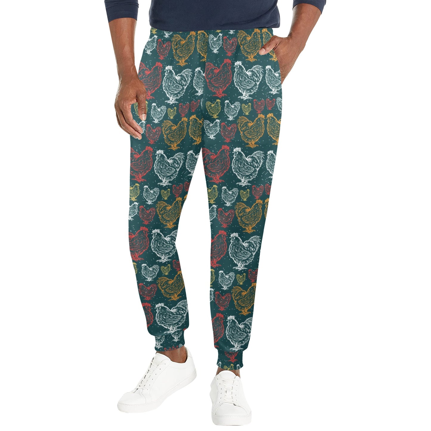 Rooster Hand Draw Design Men's Casual Track Pants