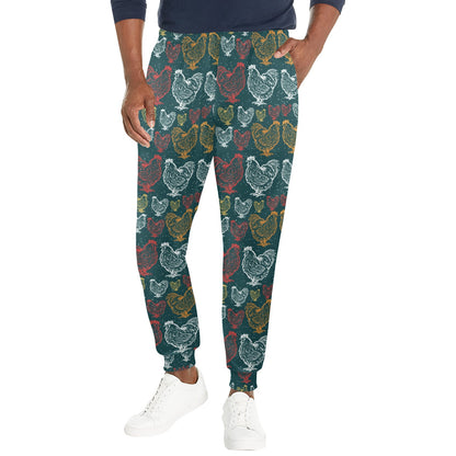 Rooster Hand Draw Design Men's Casual Track Pants