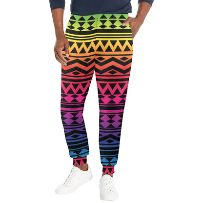 Rainbow Tribal Pattern Print Design A02 Men's Casual Track Pants