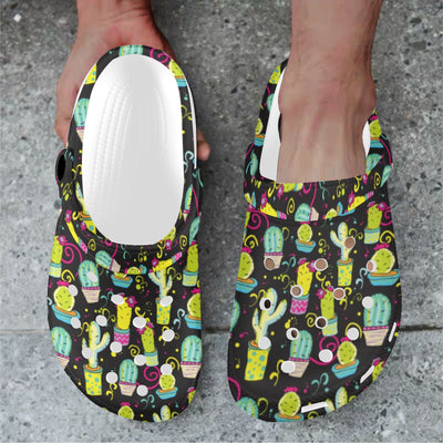 Cactus Neon Style Print Pattern Unisex Clogs Shoes