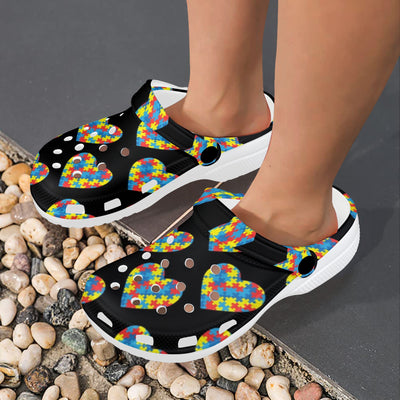 Autism Awareness Heart Design Print Unisex Clogs Shoes