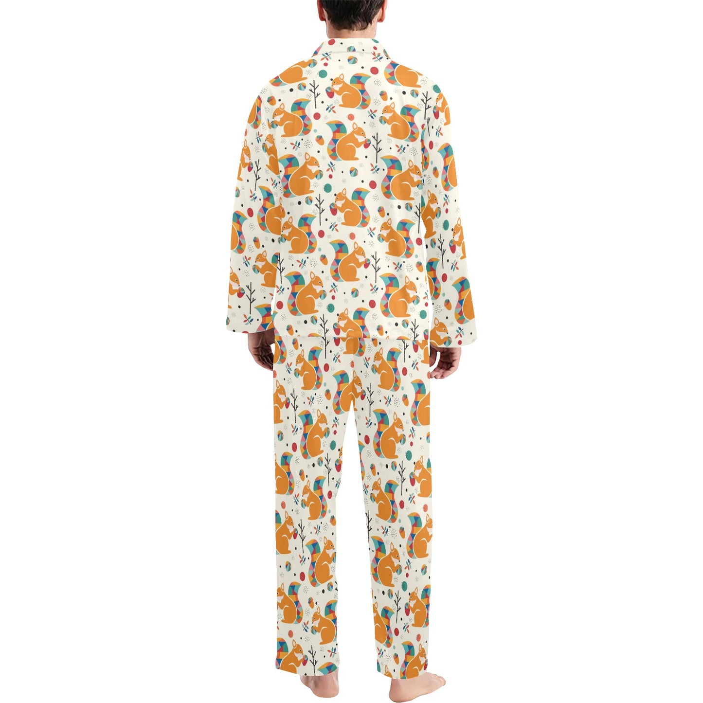 Squirrel Print Design LKS304 Men's Long Pajama Set