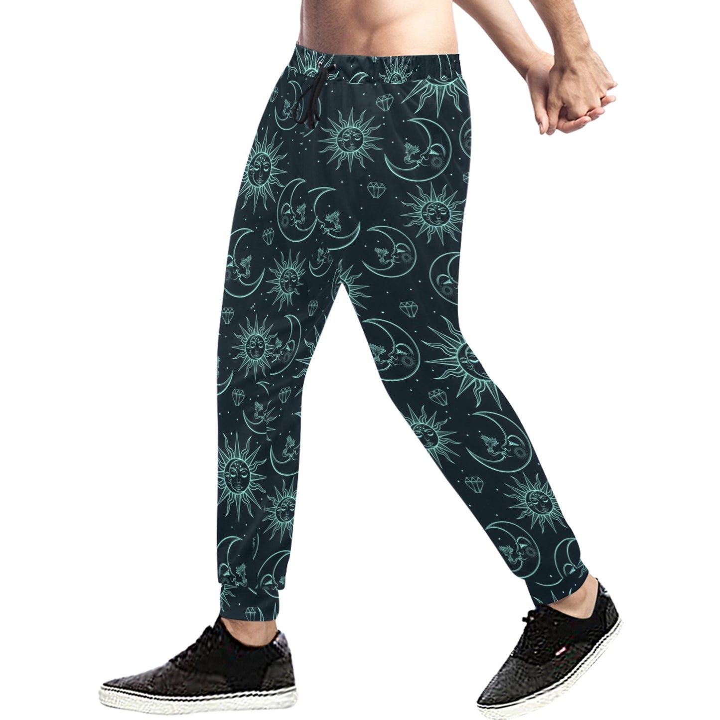 Sun Moon Magic Design Themed Print Men's Sweatpants