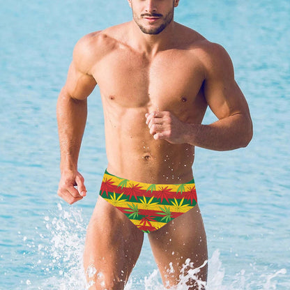 Rasta Pattern Print Design A03 Men's Swimming Briefs