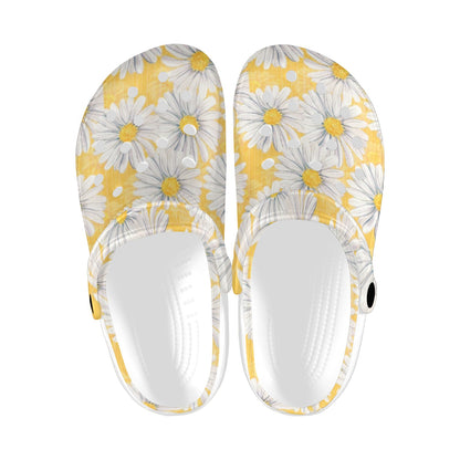 Daisy Yellow Watercolor Print Pattern Unisex Clogs Shoes