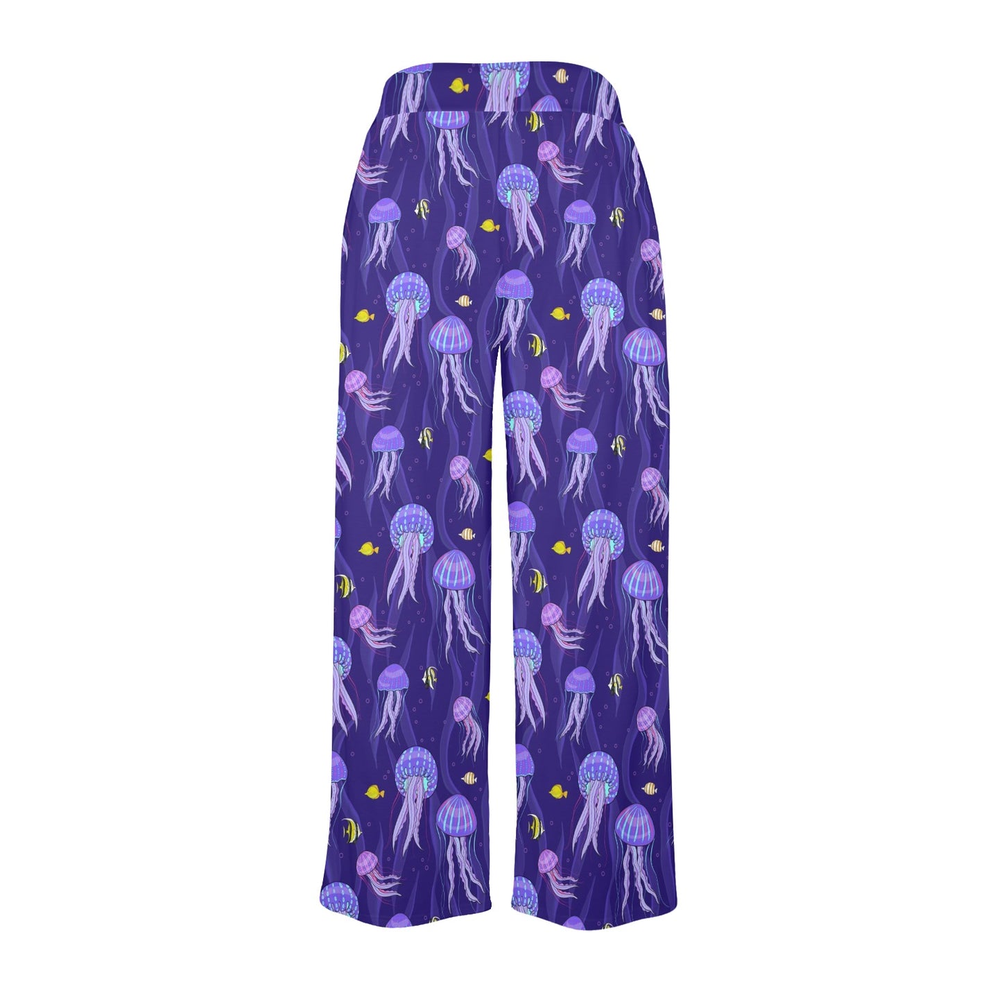 Jellyfish Style Print Women's Wide Leg Lounge Pants