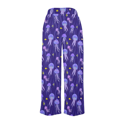 Jellyfish Style Print Women's Wide Leg Lounge Pants