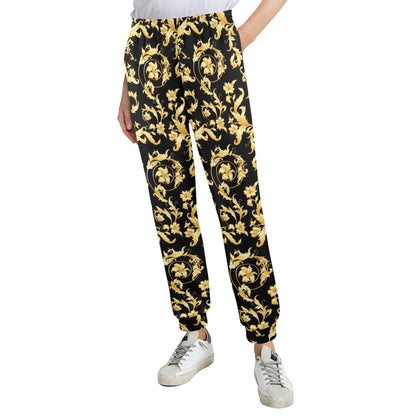Baroque Golden Pattern Print Design 04 Women's Casual Track Pants