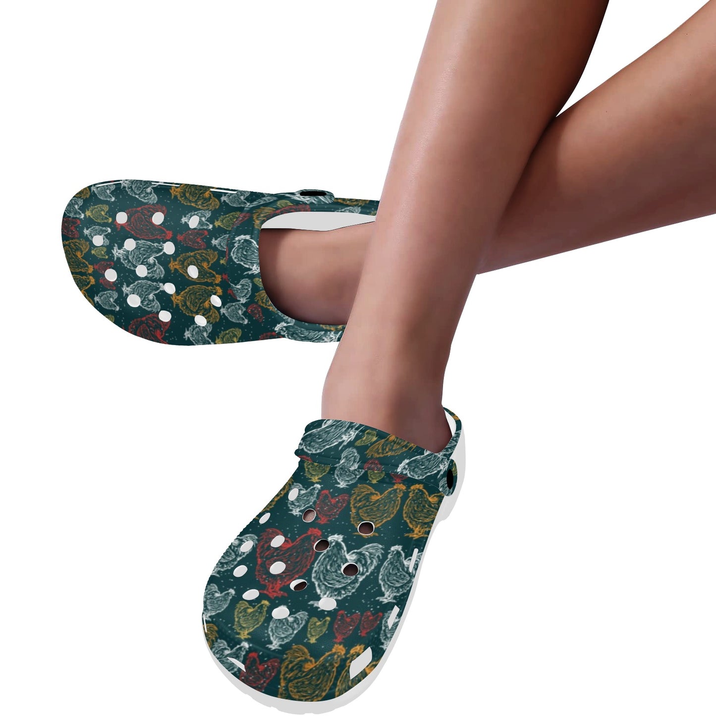 Rooster Hand Draw Design Unisex Clogs Shoes
