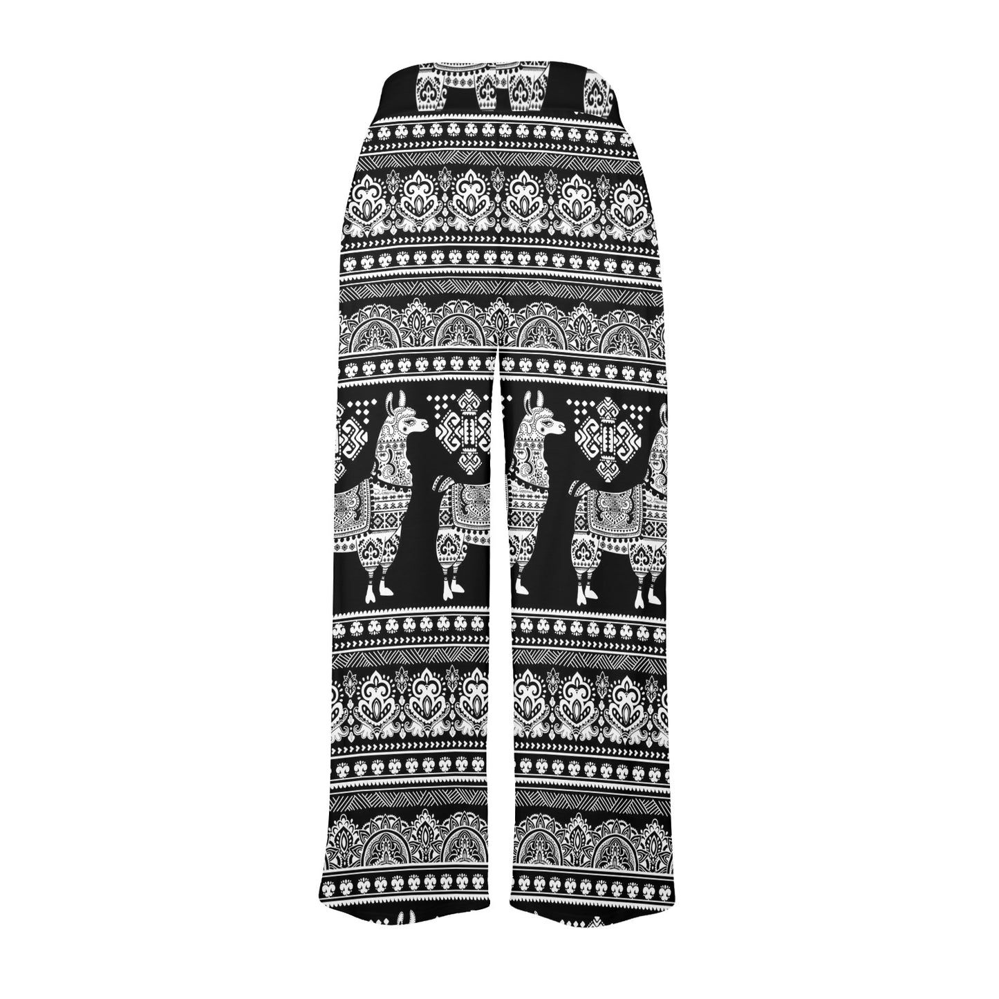 Llama Aztec Style Pattern Print Design 01 Women's Wide Leg Lounge Pants