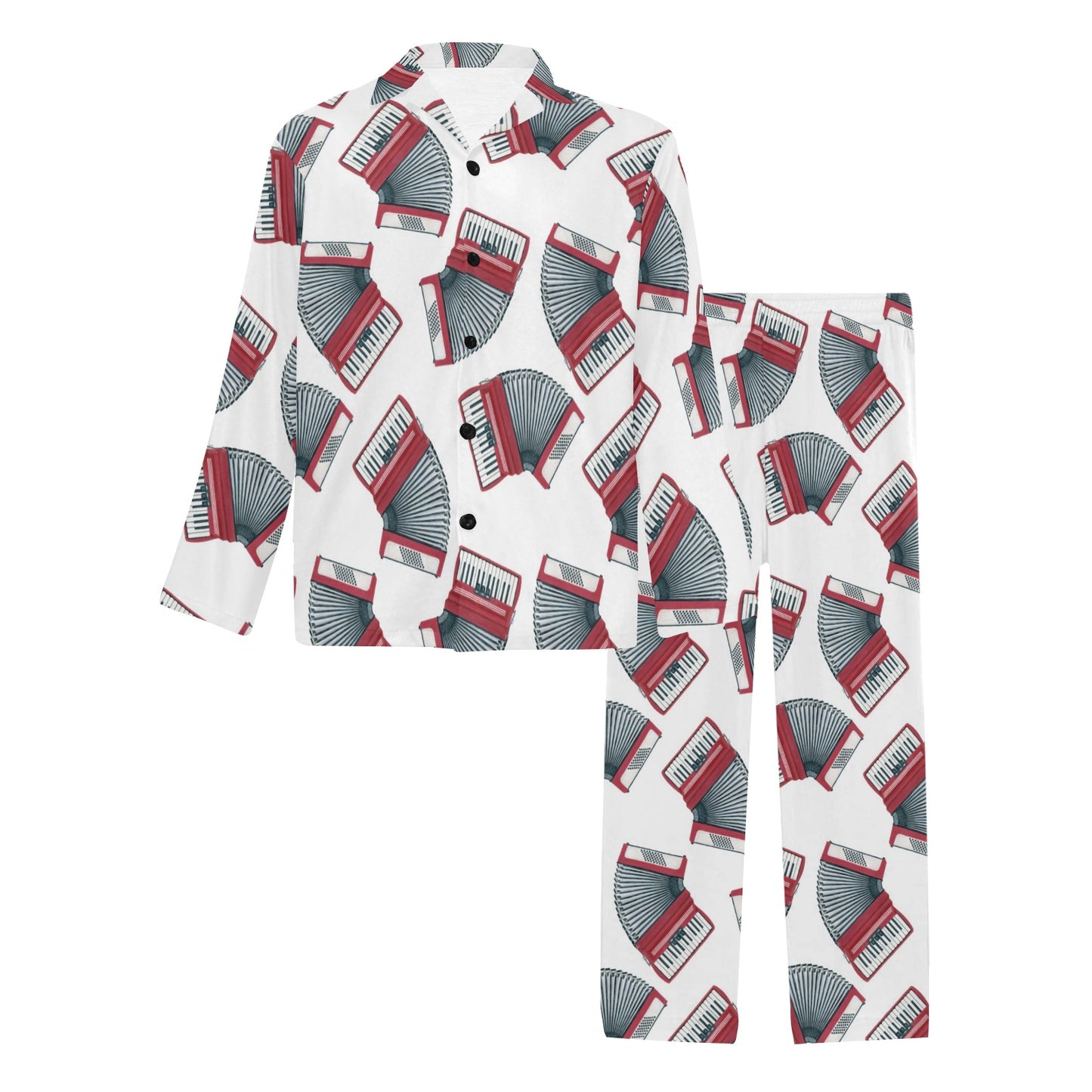 Accordion Pattern Print Design 03 Men's Long Pajama Set