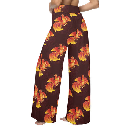 Rooster Pattern Print Design A04 Women's Wide Leg Lounge Pants