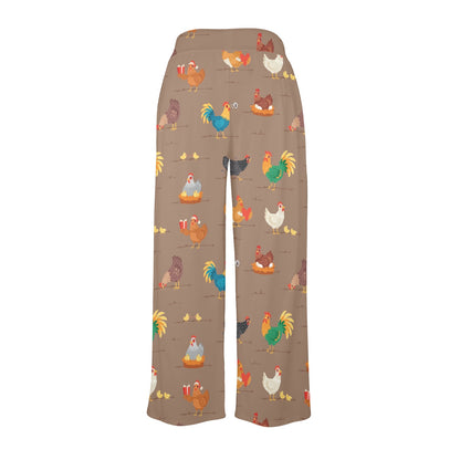 Chicken Happy Print Pattern Women's Wide Leg Lounge Pants