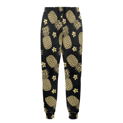Gold Pineapple Hibiscus Men's Casual Track Pants