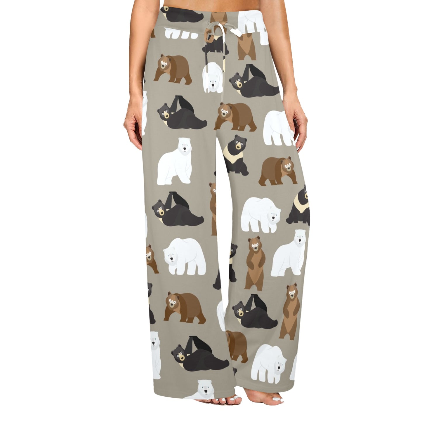Bear Pattern Print Design BE03 Women's Wide Leg Lounge Pants