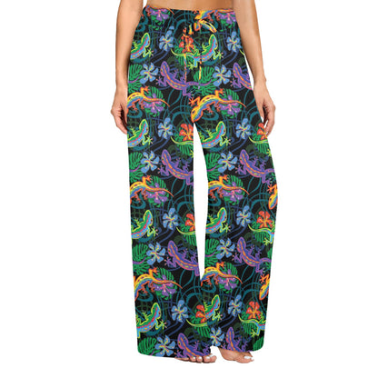 Gecko Colorful Pattern Print Design 01 Women's Wide Leg Lounge Pants