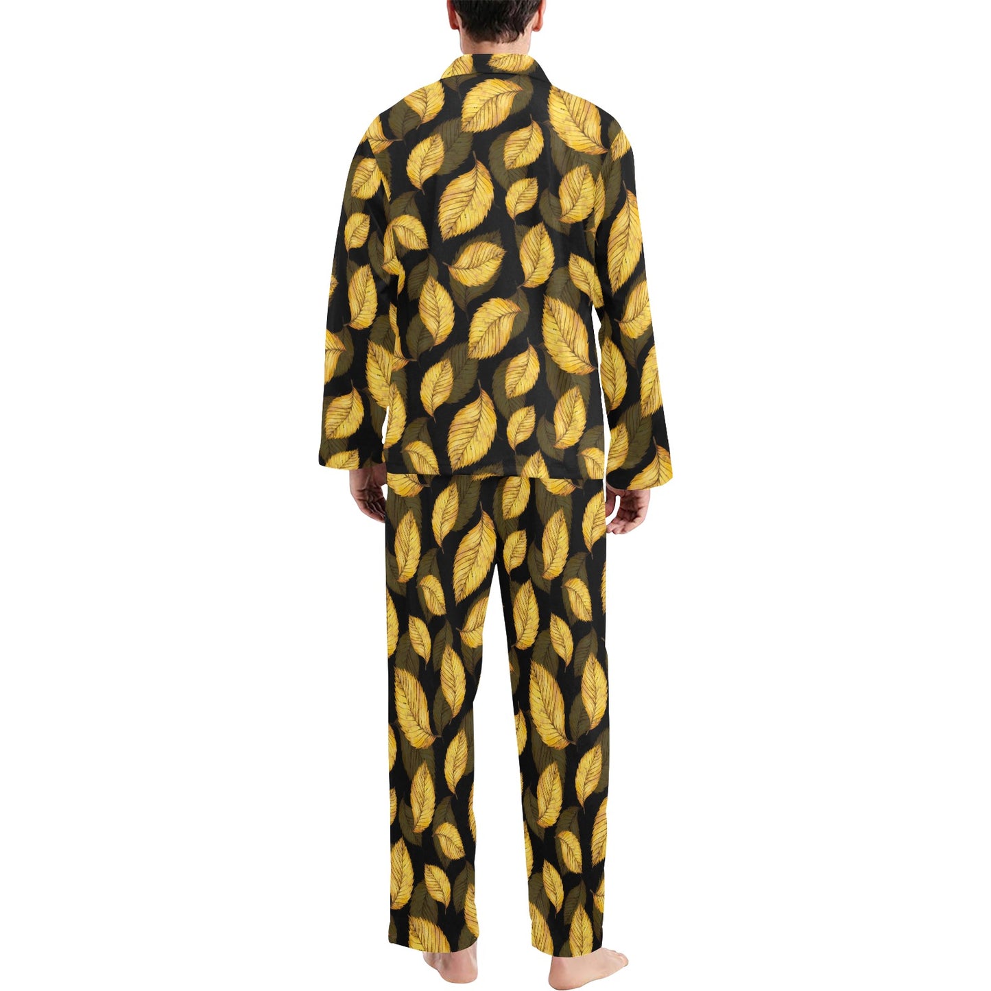Elm Leave Summer Print Pattern Men's Long Pajama Set