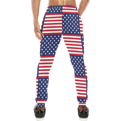 Patriotic US Flag Pattern Print Design A03 Men's Sweatpants