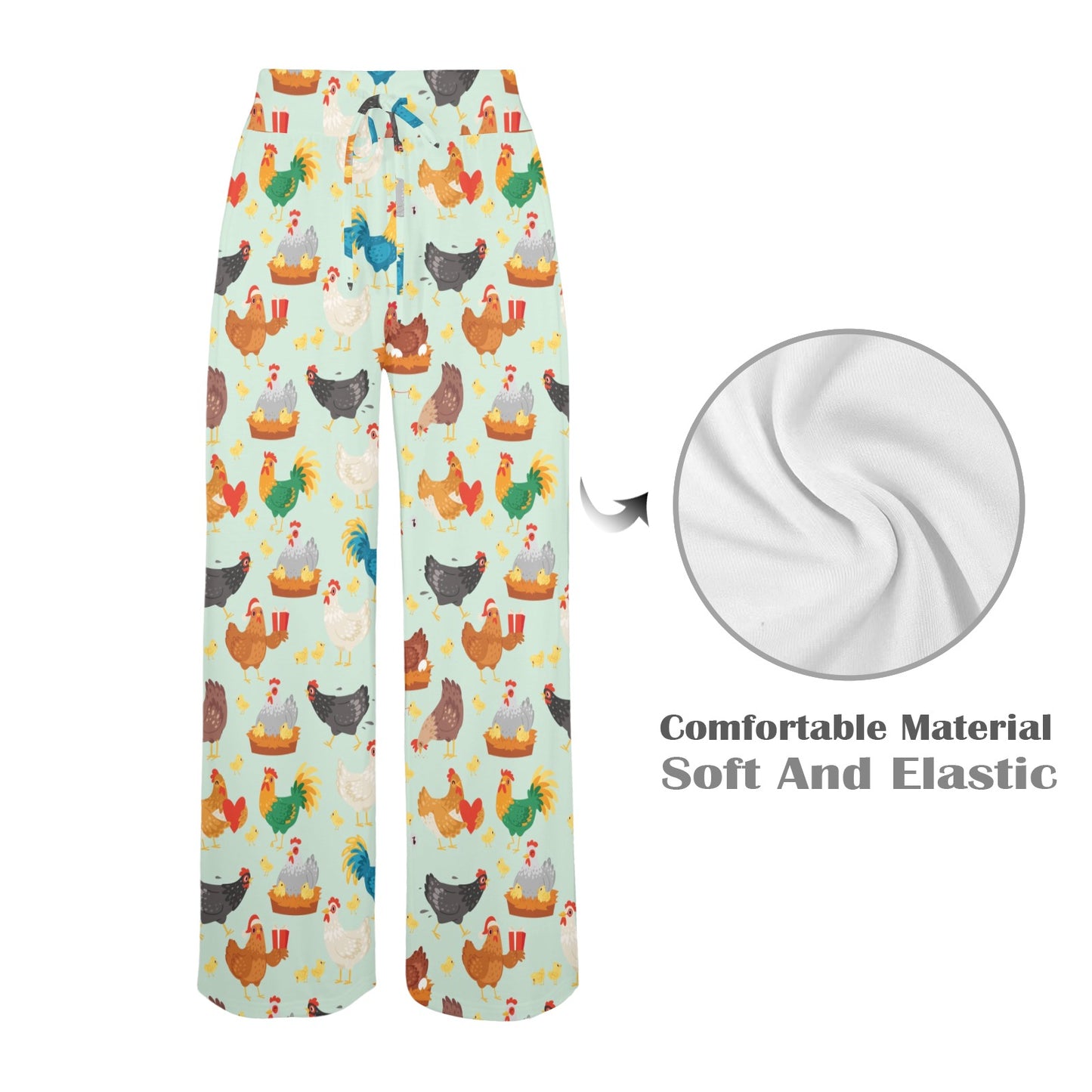 Chicken Pattern Print Design 07 Women's Wide Leg Lounge Pants