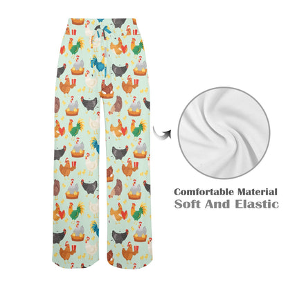 Chicken Pattern Print Design 07 Women's Wide Leg Lounge Pants