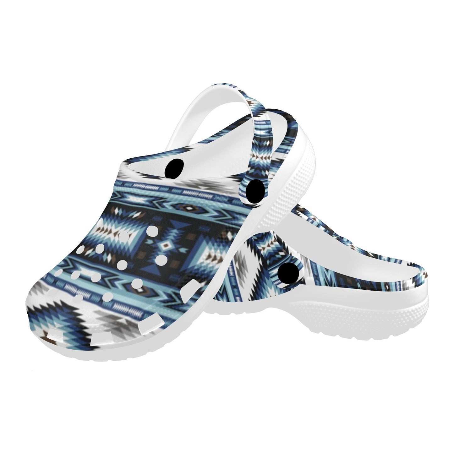 Navajo Dark Blue Print Pattern Unisex Clogs Shoes