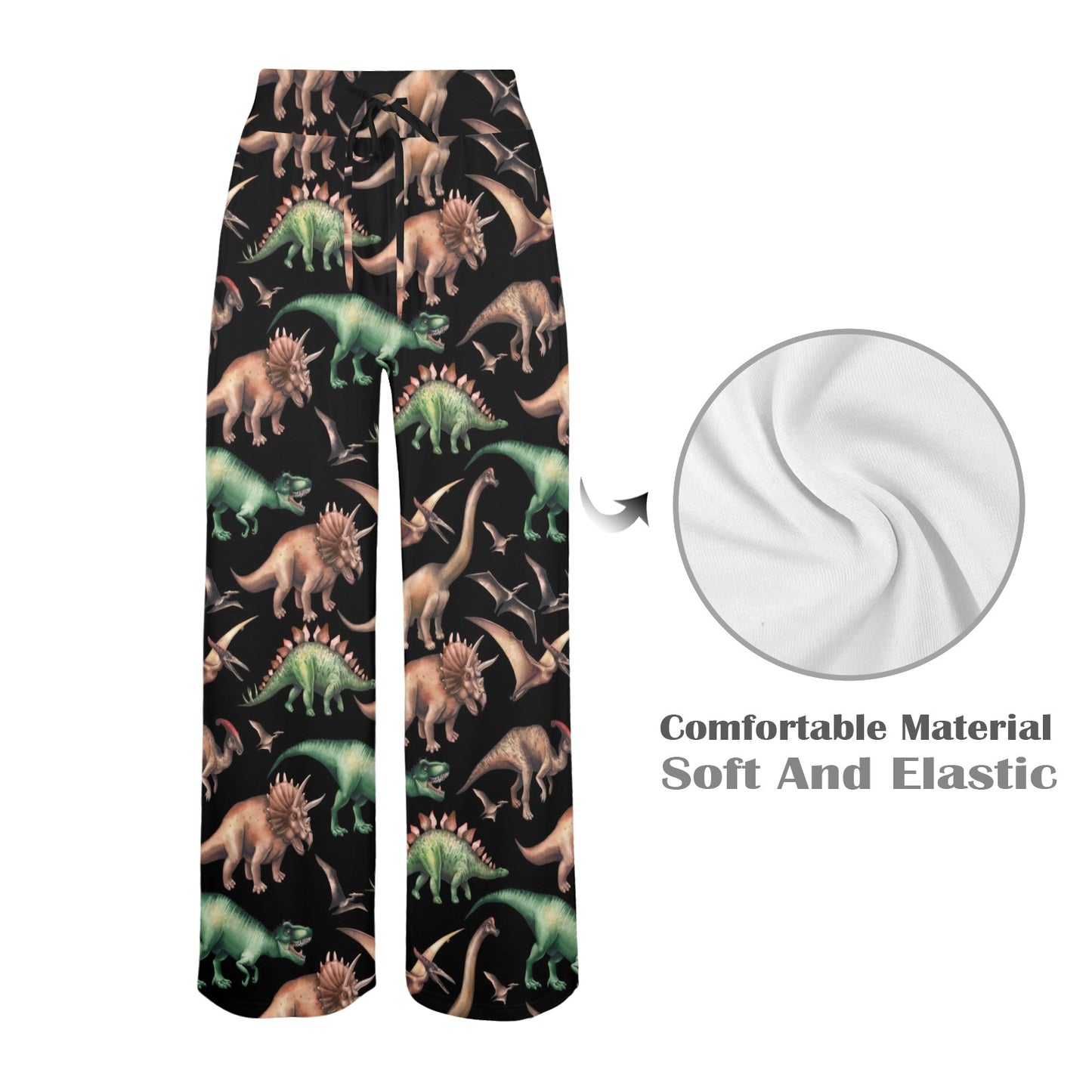 Dinosaur Print Pattern Women's Wide Leg Lounge Pants
