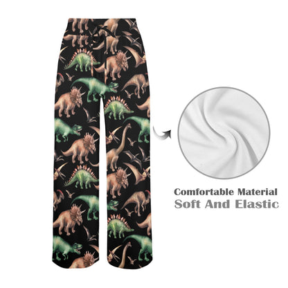 Dinosaur Print Pattern Women's Wide Leg Lounge Pants
