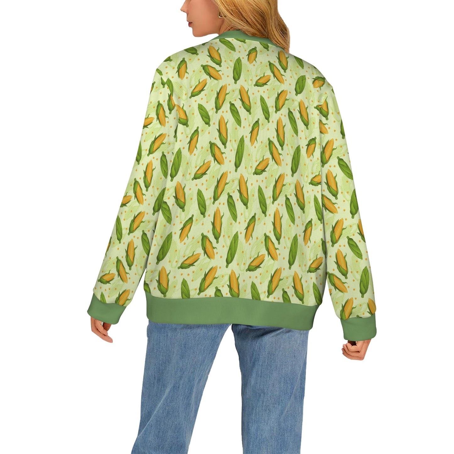 Agricultural Fresh Corn cob Print Pattern Women's Cardigan