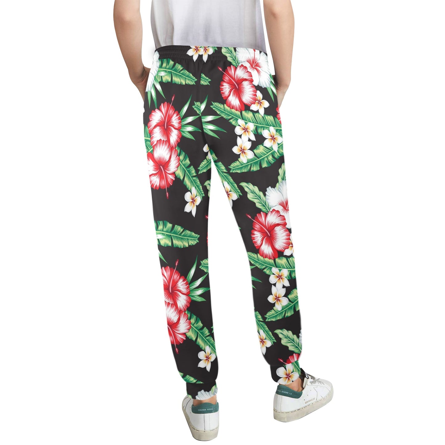 Hawaiian flower tropical leaves Women's Casual Track Pants