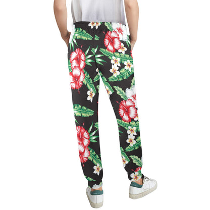 Hawaiian flower tropical leaves Women's Casual Track Pants