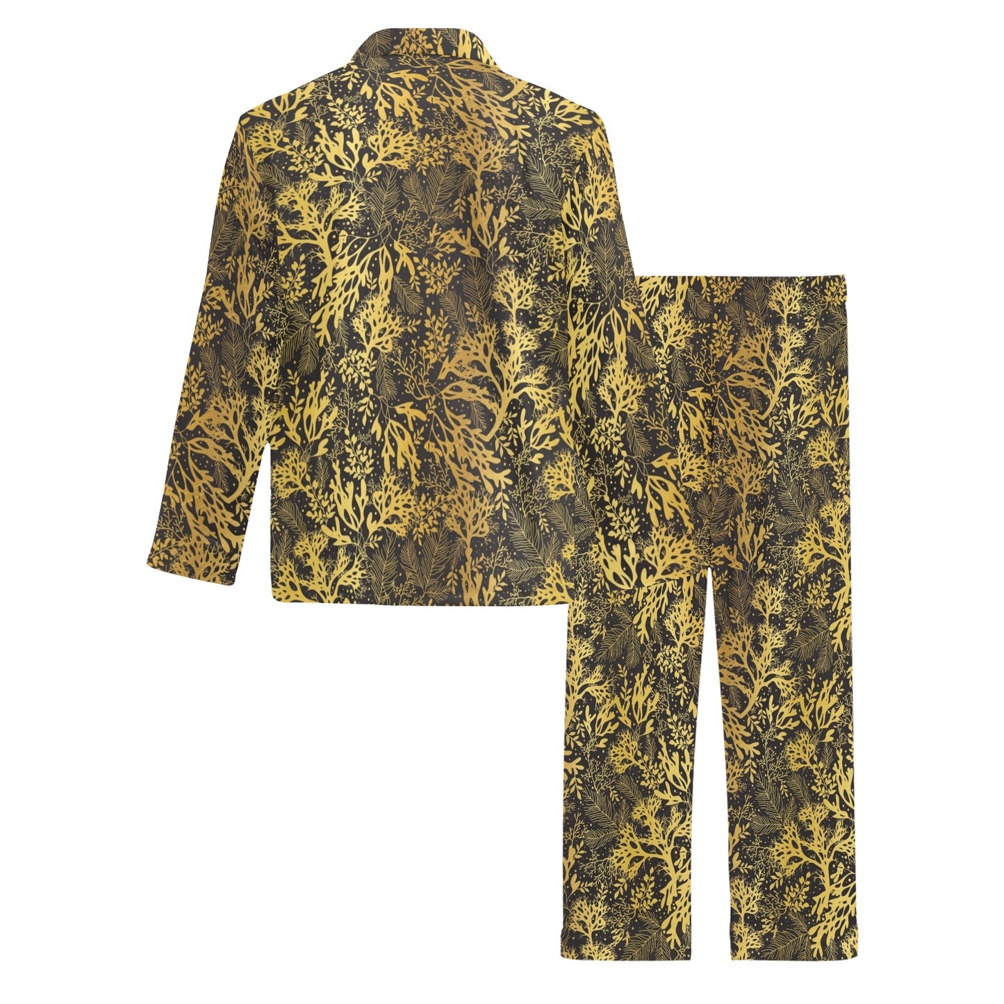 Seaweed Print Design LKS303 Men's Long Pajama Set