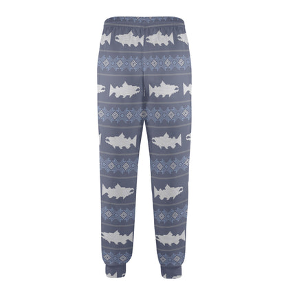 Salmon Fish Knit Style Print Design LKS304 Men's Casual Track Pants